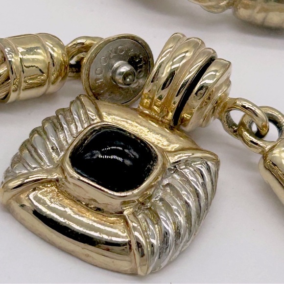 Stocko Vintage Twisted Rope Black Pendant Snap Clasp Necklace - Picture 5 of 5